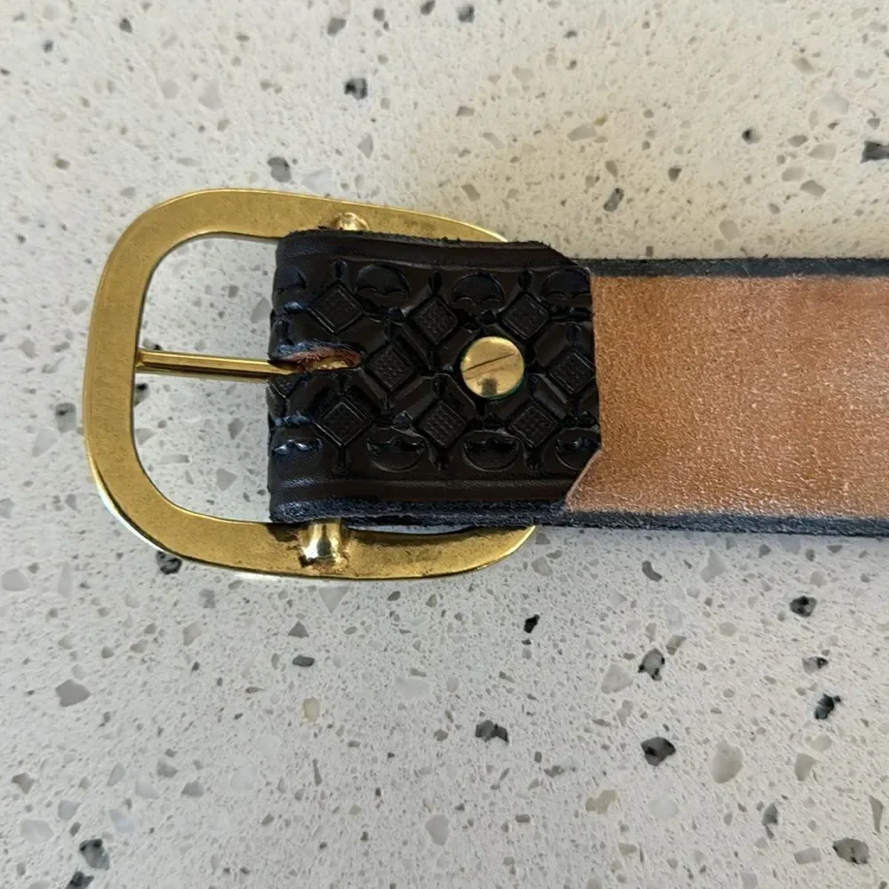 Genuine Leather Men’s Black Embossed Work Casual Belt Size 38